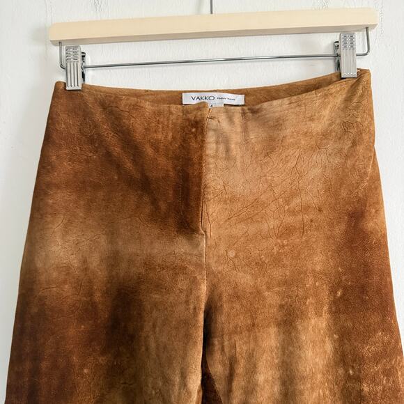 90s Vintage VAKKO Brown Patinated Suede Boot Cut Pants | Size 4 - Picture 4 of 5
